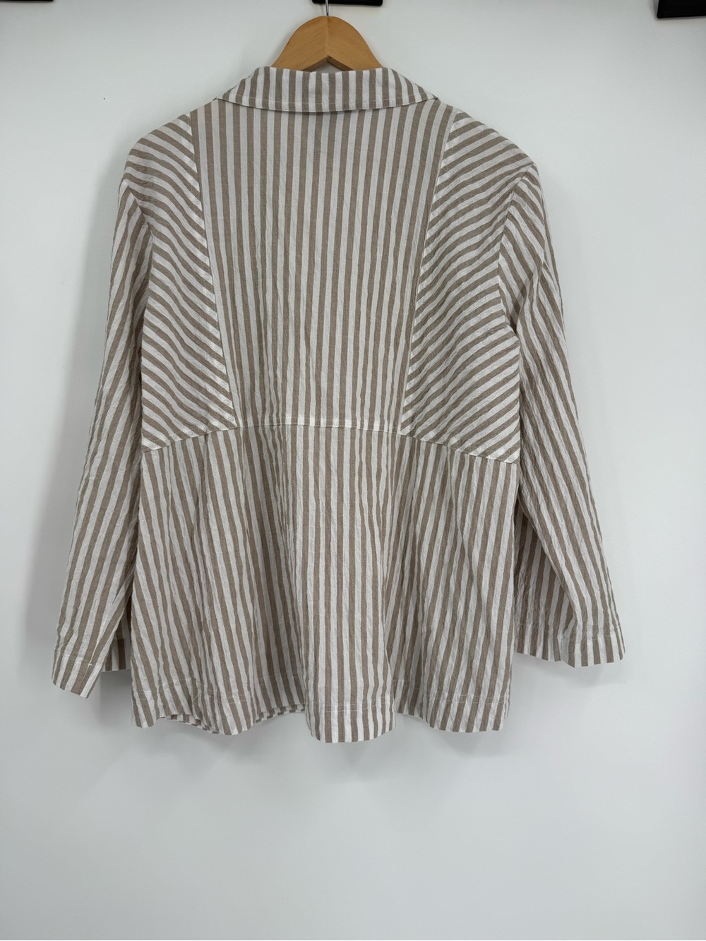 Ali Miles Top Button Up Striped Cotton Blend Shirt Size 1X Roll Tab Women beach - Picture 7 of 10